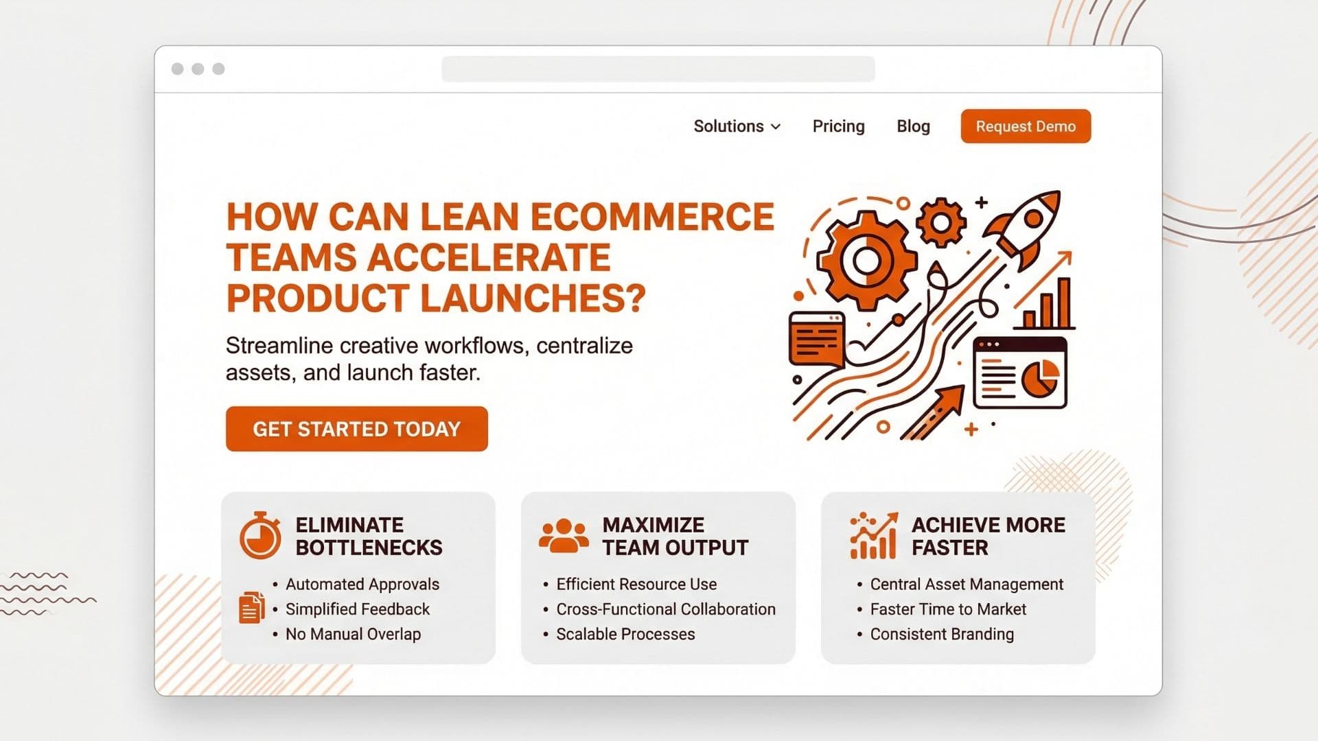 SEO landing page mock: query-matching hero, primary CTA, and scannable content sections