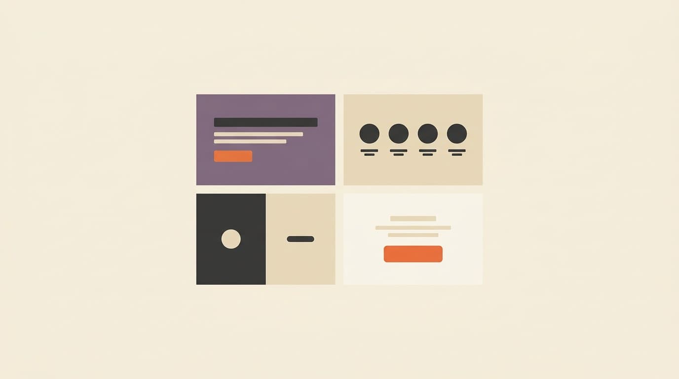 Landing page inspiration gallery showing hero, contrast section, proof area, and CTA section